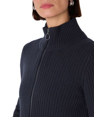 Zip Front Wool Cardigan Sweater