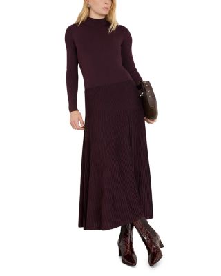 Petites Pleated Knit Dress