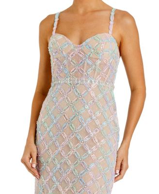 Pearl Embellished Sleeveless Bustier Gown