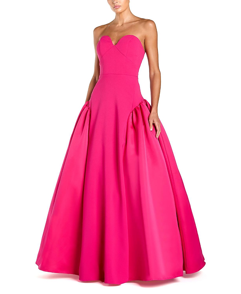 Mac Duggal Strapless Sweetheart Crepe Gown With Satin Skirt