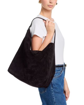 Belted Suede Tote in Chocolate