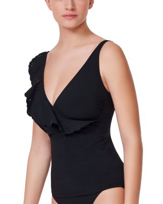 Ruffled Crossover Tankini Top