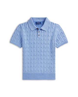 Boys' Cable Knit Cotton Polo Sweater - Big Kid