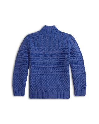 Boys' Textured Cotton Full Zip Sweater - Little Kid