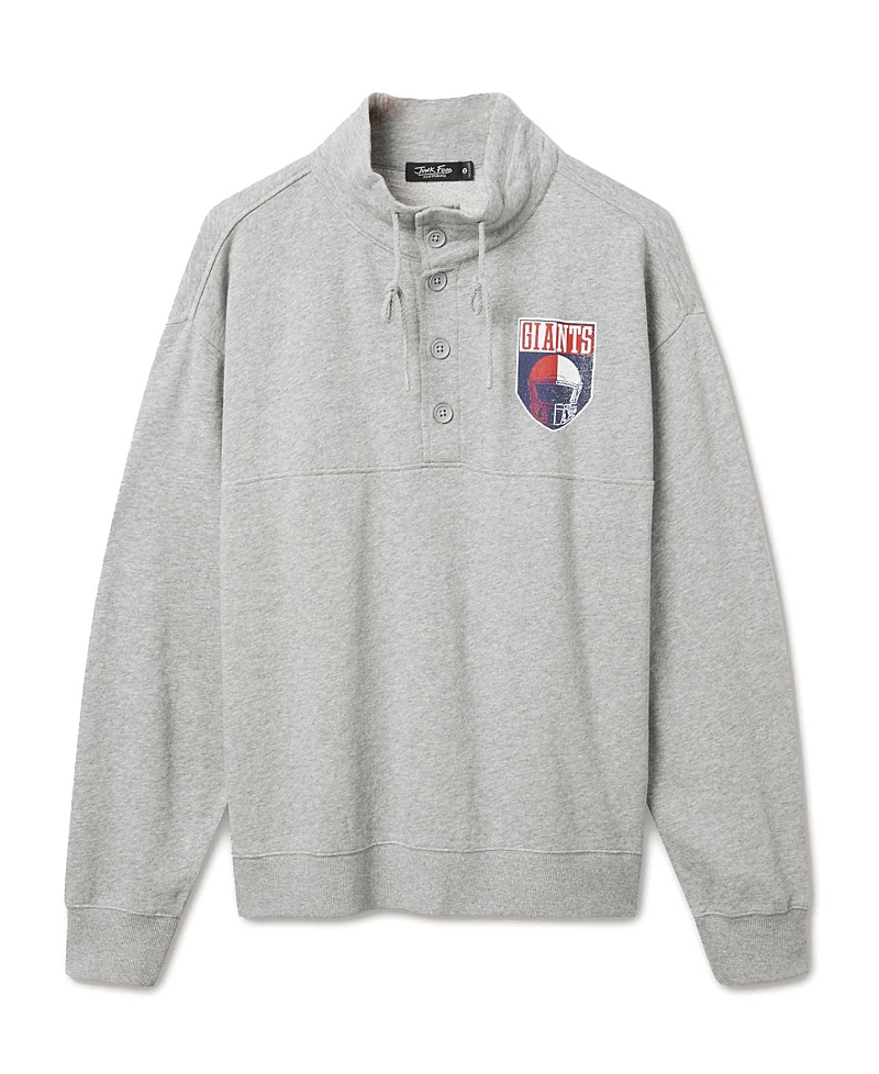 Junk Food Clothing Unisex Nfl New York Giants Slant 1/4 Button Up Fleece