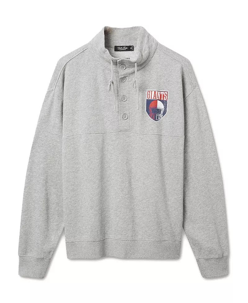 Junk Food Clothing Unisex Nfl New York Giants Slant 1/4 Button Up Fleece