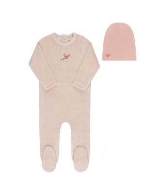  Unisex Velour Stripe Collection Footie + Beanie - Baby