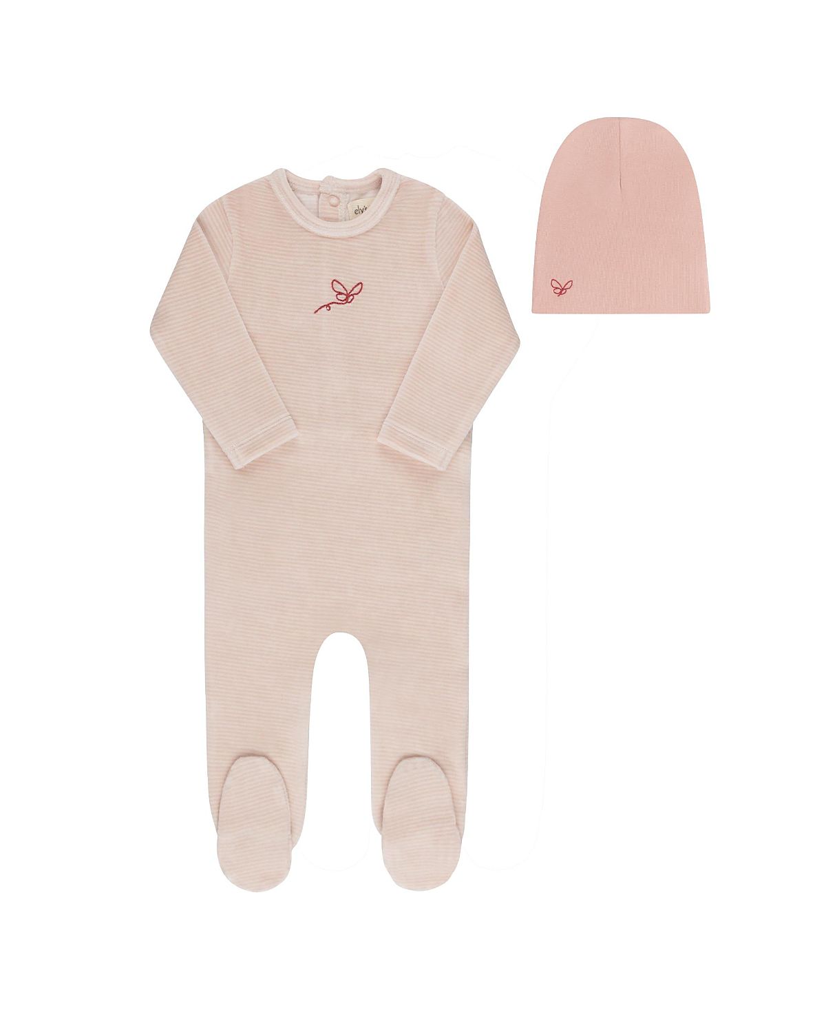 Ely's & Co. Unisex Velour Stripe Collection Footie + Beanie - Baby