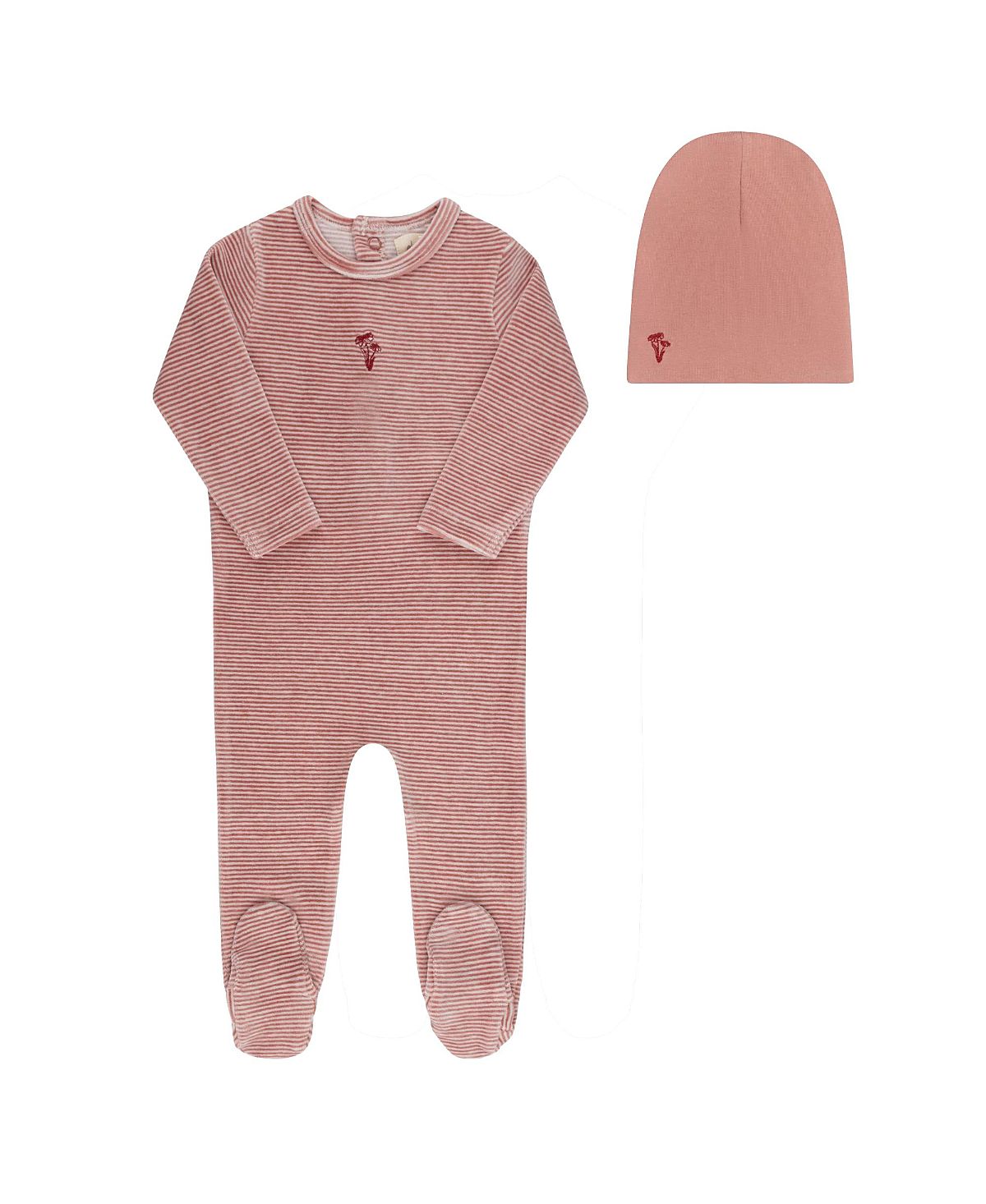 Ely's & Co. Unisex Velour Stripe Collection Footie + Beanie - Baby