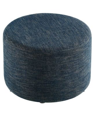  Callum Large 23" Round Woven Heathered Fabric Upholstered Ottoman