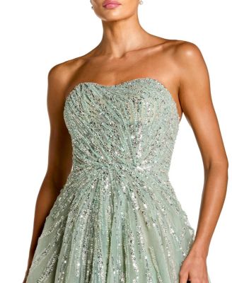  Mesh Sequin Strapless Sweetheart Neck Ballgown
