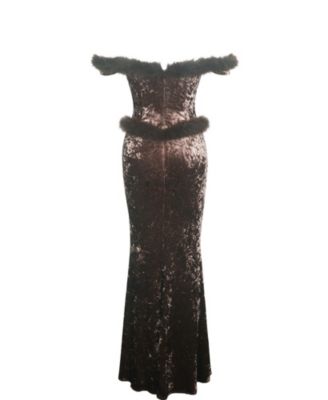  Tessa Sweetheart Bardot Velvet Mermaid Maxi Dress