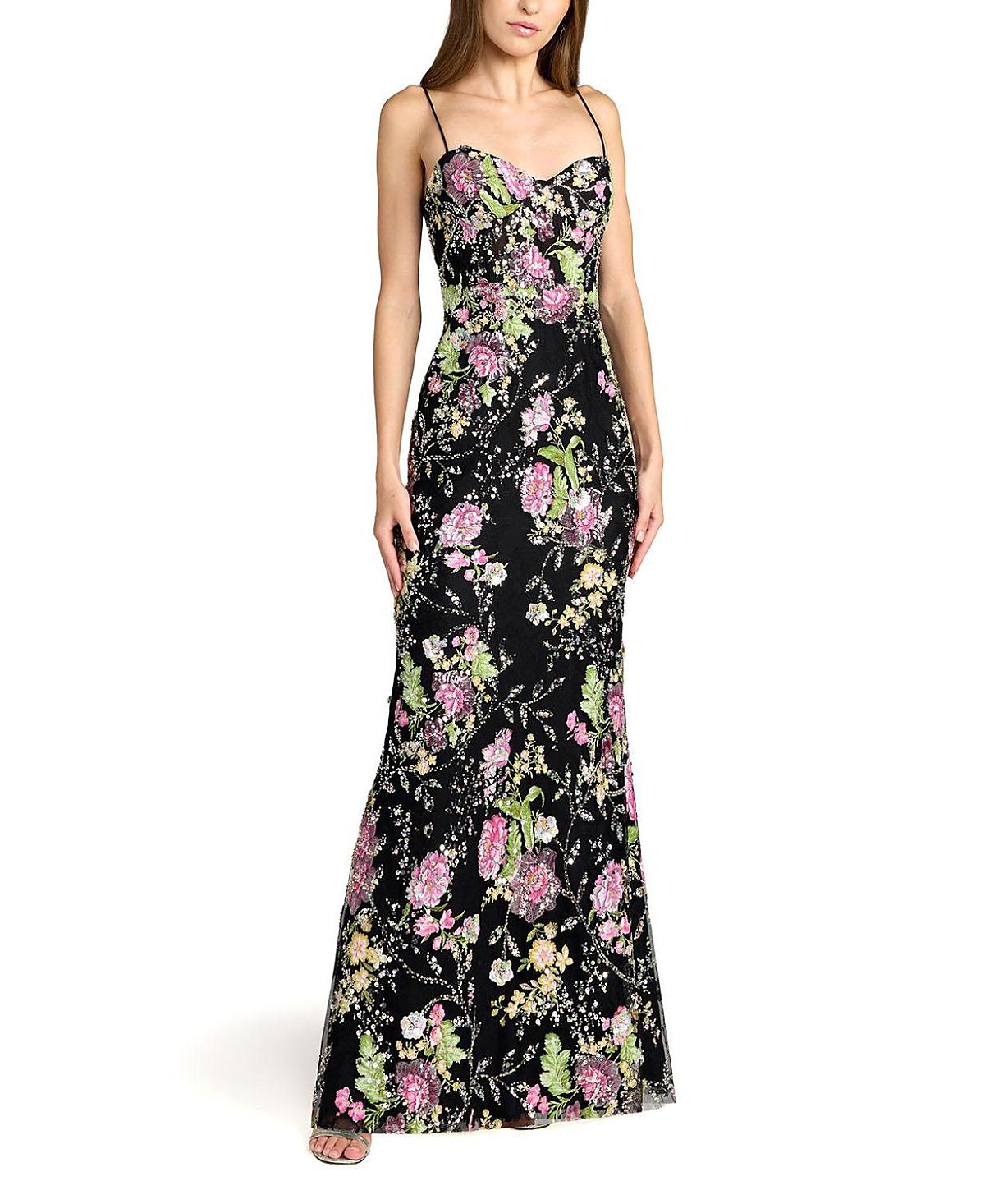 Mac Duggal Floral Embellished Sleeveless Bustier Gown