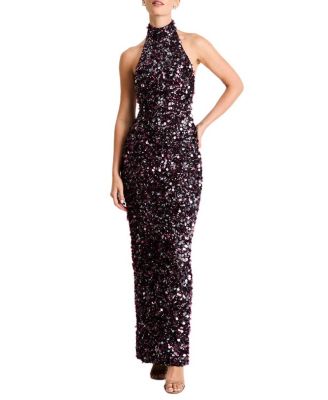 Louisa Sequin Halter Gown