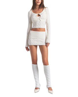 Snow Bunny Cable Knit Mini Skirt