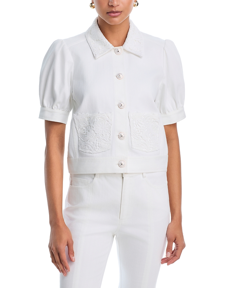 Cinq a Sept Lace White Denim Ivana Jacket