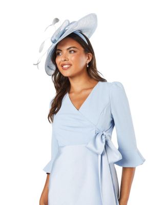 Ruffle Sleeve Satin Wrap Dress