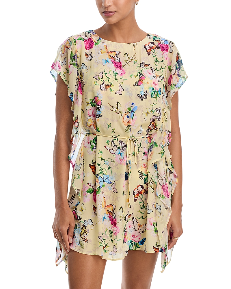 L'Agence Alia Garden Butterflies Tunic Dress Swim Cover-Up