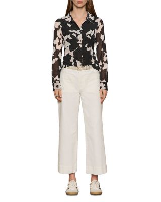 Fitted Mesh Button Down Top