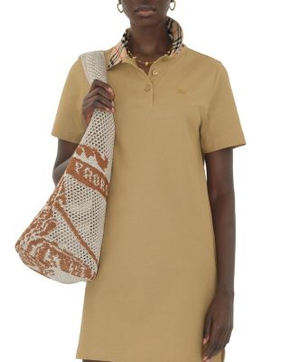 Check Collar Cotton Polo Shirt Dress
