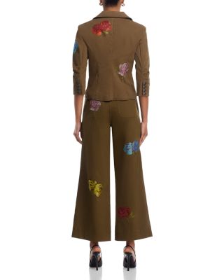 Heatset Roses Mylah High Rise Jeans in Dark Olive Multi