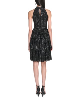 Mock Neck Tiered Skirt Cocktail Dress