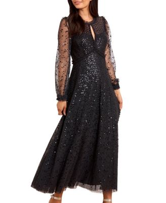 Dappled Sequin Long Sleeve Ankle Gown