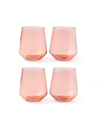 Handblown Hammered Glass Water Tumbler, Set of 4