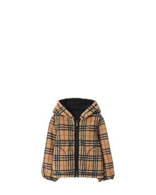 Boys' Reversible Check Fleece Hooded Jacket - Little Kid, Big Kid
