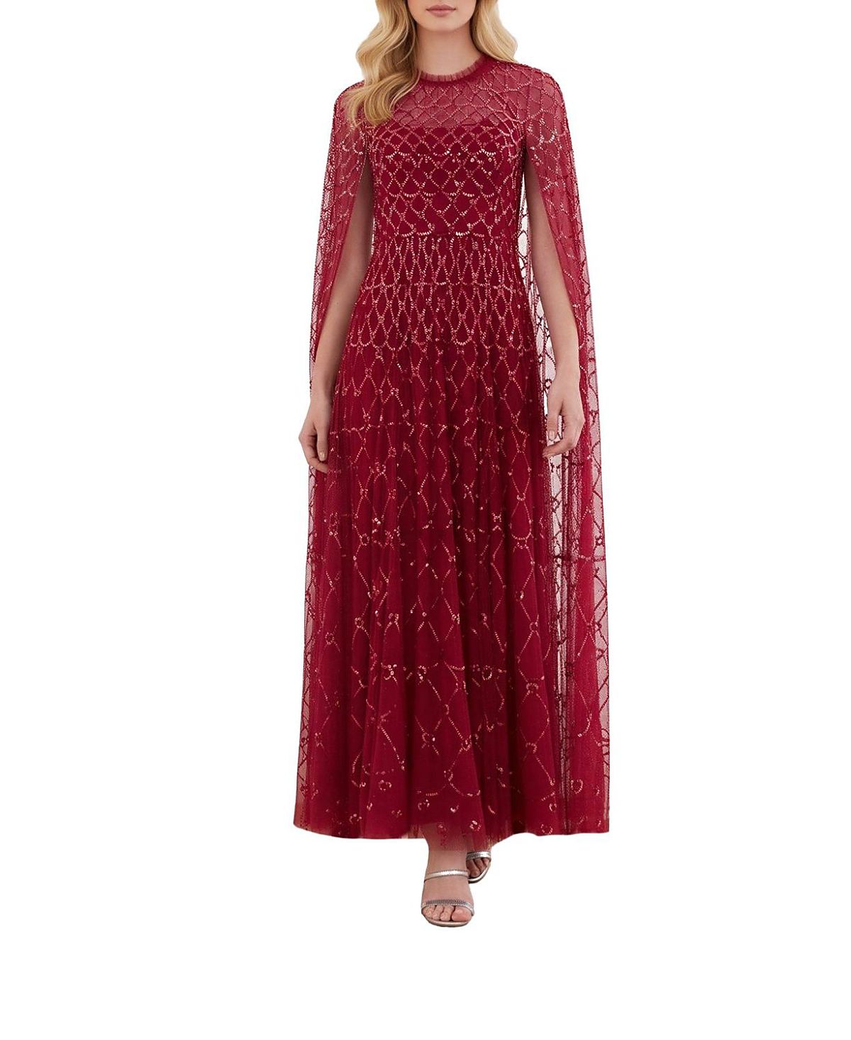 Needle & Thread Heart Lattice Cape Ankle Gown