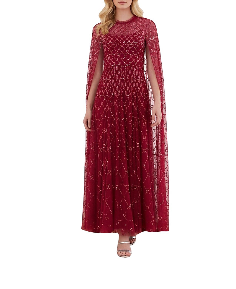 Needle & Thread Heart Lattice Cape Ankle Gown