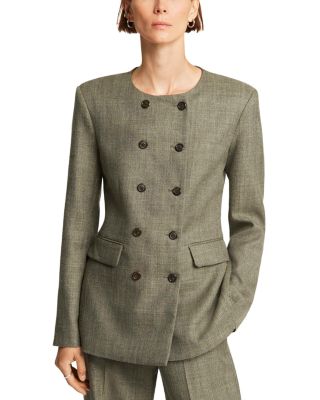 Double Breasted Crewneck Blazer