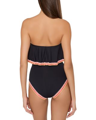 Strapless Crochet Ruffle One Piece Swimsuit