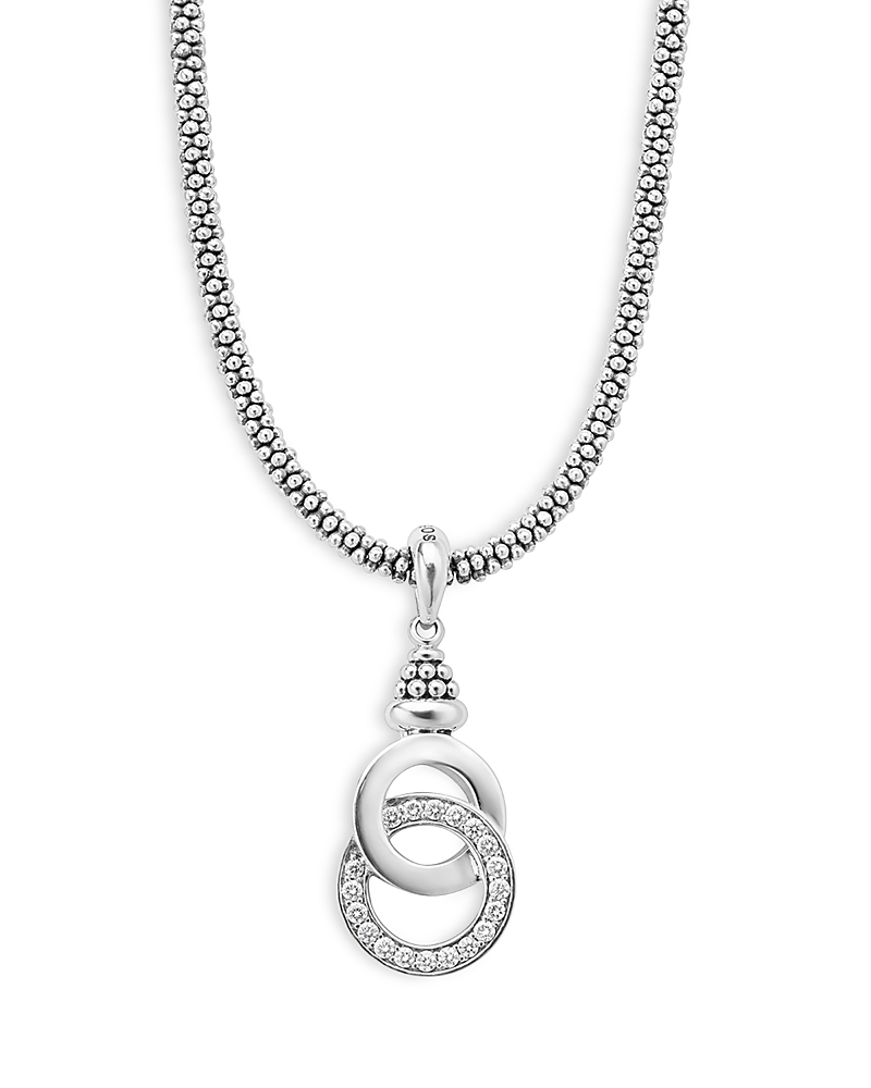 Lagos Sterling Silver Signature Caviar Interlocking Silver Pendant Necklace, 18