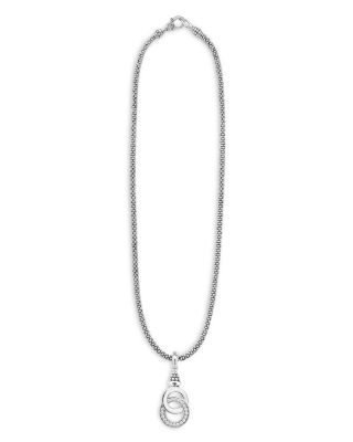 Sterling Silver Signature Caviar Interlocking Silver Pendant Necklace, 18"