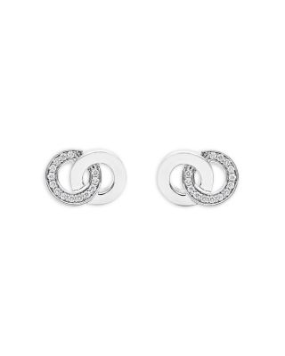 Sterling Silver Signature Caviar Diamond Interlocking Stud Earrings