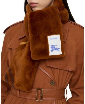  Narrow Check Shearling Scarf