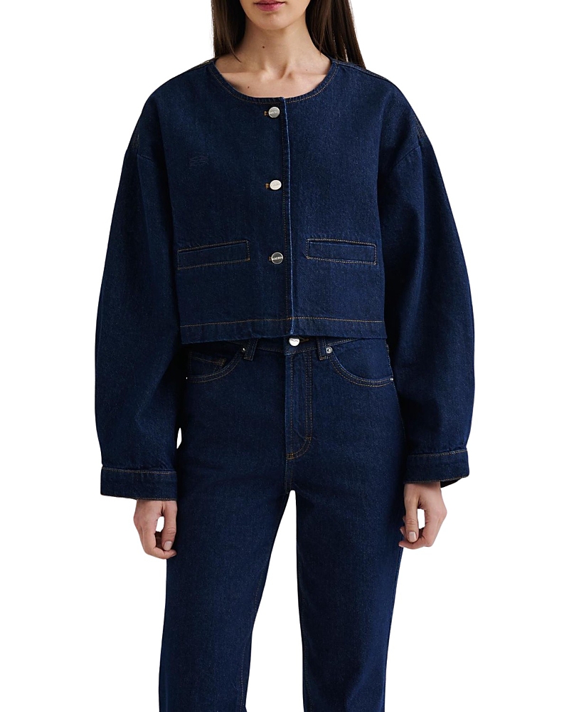 Malina Elowen Cropped Long Sleeve Denim Jacket