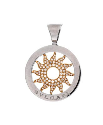 Tondo Sun Pendant 18K Gold and Stainless Steel with Diamonds