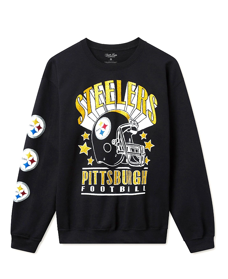 Junk Food Clothing Unisex Nfl Pittsburgh Steelers Glitter Helmet Flea Market Crew Fleece
