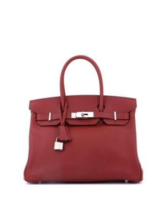 Birkin 30 Handbag Red Swift with Palladium Hardware