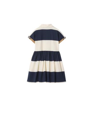 Girls' Check Trim Striped Cotton Shirt Dress - Little Kid, Big Kid