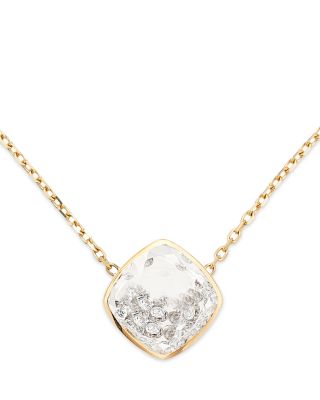 18K Yellow Gold Diamond Naipe Cushion Shaker Pendant Necklace, 15-15.5"