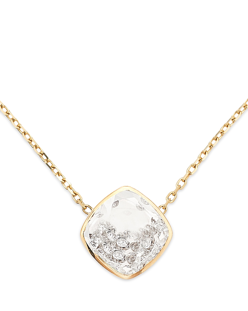 Moritz Glik 18K Yellow Gold Diamond Naipe Cushion Shaker Pendant Necklace, 15