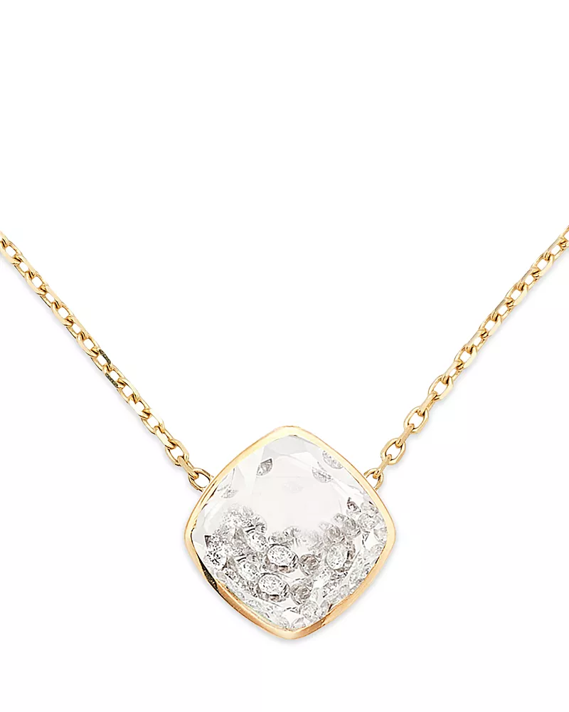 Moritz Glik 18K Yellow Gold Diamond Naipe Cushion Shaker Pendant Necklace, 15