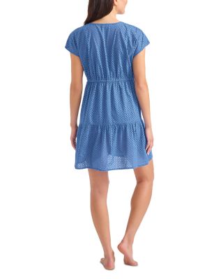 Eyelet Cove V Neck Swim Cover-Up Dress