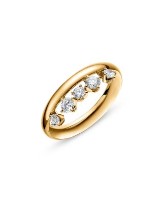 18K Yellow Gold Floating Diamond Barre Ring