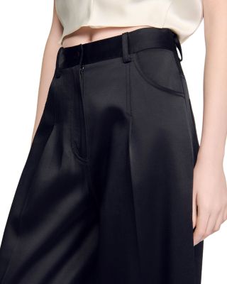 Satin Effect Wide Leg Trousers