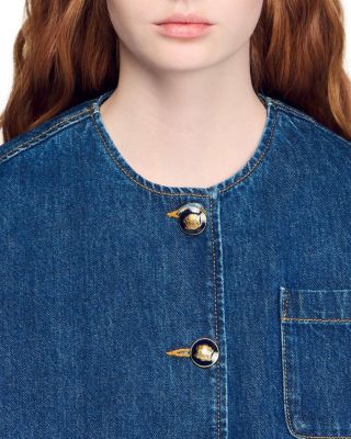 Collarless Denim Jacket