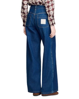 Straight Patch Pocket Jeans in Dark Blue